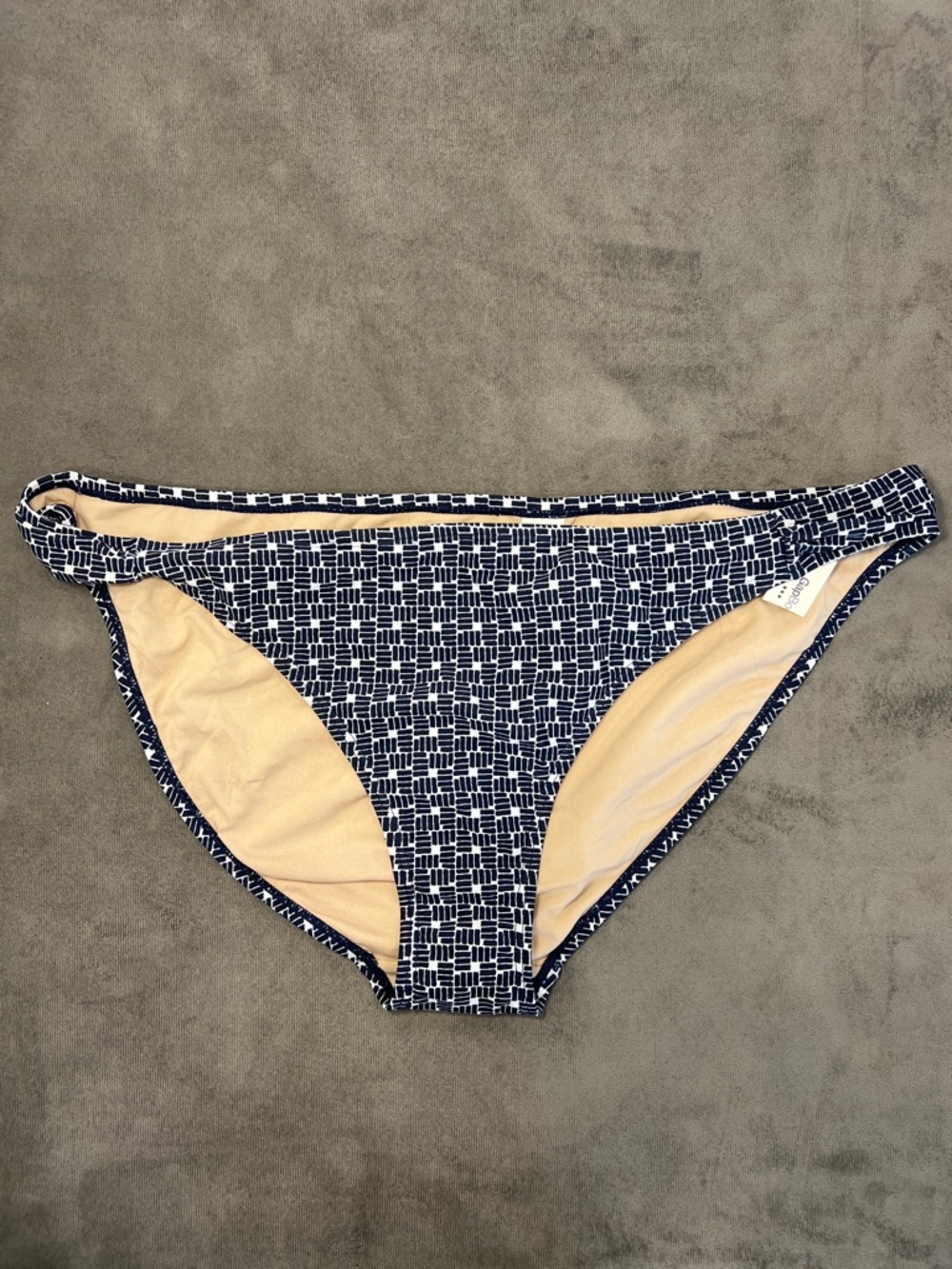 GapBody Navy Geo-Print Rouched Bikini Bottom XL - Picture 2 of 9